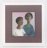 Fred Leach, Two Figures, acrylic on illustration board