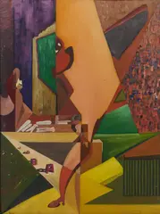 Charles E. Harris, A, B, D, E, oil on canvas board, estate