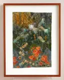 Robert Laessig, Woodland Scene with Milkweed and Coral Daisies, watercolor on paper, singed Robert Laessig lower left