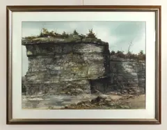 Rock Formations by Fred Leach, watercolor on illustration board, offered Oct 2025