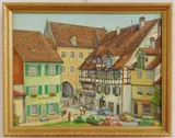 William S. Gisch, European Village, oil on board, 1977