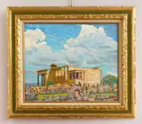 William S. Gisch, Ruins with Figures, oil on Masonite, 1978