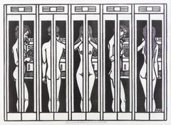 Jacques Hnizdovsky, Telephone Booths, woodcut, 1972