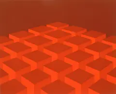Marko Spalatin, Red Cubes, silkscreen in colors, 1970