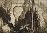 Frank Brangwyn, An Alpine Bridge, drypoint
