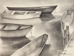 Vera Eugenia Andrus, Five Boats, lithograph, 1953