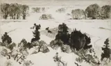 Gene Kloss, Taos Valley, Winter, etching and drypoint, 1973