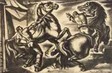 Umberto Romano, Frightened Horses, lithograph