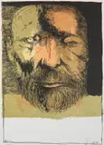 Leonard Baskin, Self-Portrait, lithograph in colors, 1983-84