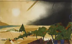 Landscape by Tuvia Beeri, etching in colors, offered Sep 2025