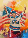 Wayland Moore, We're Number One, silkscreen in colors, 1980