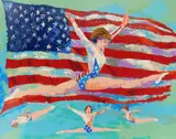 Le Roy Neiman, Golden Girl (Mary Lou Retton), silkscreen in color, 1985