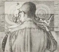 Daniel Serra-Badué, Self-portrait at Age 48, lithograph, 1973