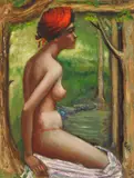 Jones Beach by Albert Pels, oil on canvas (unstretched), offered Sep 2025