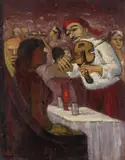 Russian Tea Room by Albert Pels, oil, offered Sep 2025