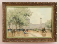 Andre Gisson, Parisian Street Scene, oil on canvas