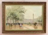 Andre Gisson, Parisian Street Scene, oil on canvas