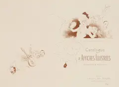 Jules Chéret, Catalogue d'Affiches Illustrees, lithograph, 1891 cover design for catalog, published by Sagot, matted and