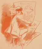 Jules Chéret, Concert, lithograph, 1896, design cover proof, in red without text, matted and