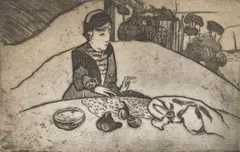 Paul Gauguin, La Femme aux Figues, etching on Ingres paper, 1894. full margins. from the cancelled
