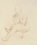 George Bellows, Nude Woman Seated with Folded Hands, lithograph, 1917