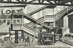 Bernard Brussel-Smith, Allen Street El wood, engraving