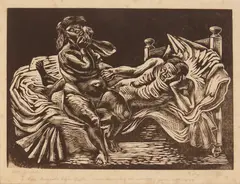 Edgar Britton, Two People, woodcut