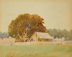 Ora Coltman, Summer Landscape with House, watercolor on paper, 1906