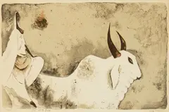 The White Bull by Adolf Dehn, lithograph in color, 1962, offered May 2025