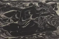 Emil Ganso, At the Seashore wood, engraving, 1932