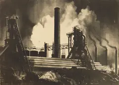 Towers of Industry by Victoria Hutson Huntley, lithograph, 1955, offered May 2025
