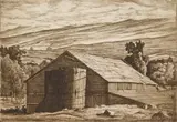 Luigi Lucioni, Barn, etching, 1966