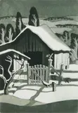 George Jo Mess, Wishing Gate in Winter, aquatint