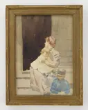 Arthur E. Schneider, Mother, Bernice and Bill Kirsch, watercolor on paper, ca. 1896
