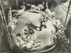 Georges Schreiber, Three Clowns, lithograph