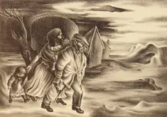 Mitchell Siporin, The Family, lithograph, sgined and