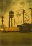 Michael J. Byron, St. Louis, aquatint with photolithography in color, matted and