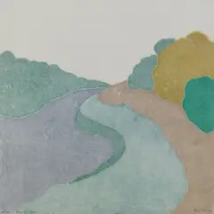 Maushop by Richard Kemble, woodcut in colors, 1980, offered May 2025