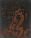 Tete d'Histrion (Le Danseur) by Pablo Picasso, linocut in brown and black, 1965, offered May 2025