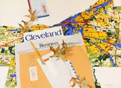 Richard Treaster, Cleveland & Business, watercolor on paper, 1997