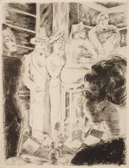 Le Bar by Robert Bonfils, etching, offered Apr 2025