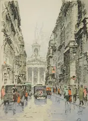 Hans Figura, Sacre Coeur & Notre Dame, etching in colors