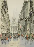 Hans Figura, Sacre Coeur & Notre Dame, etching in colors