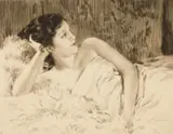 Reclining Woman by Lucien-Henri Grandgérard, drypoint, ca. 1920, offered Apr 2025