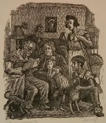 Albert Abramovitz, Letter from Overseas, woodcut