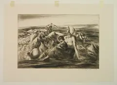 Cutting Fodder by John Edward Costigan, etching, 1938, offered Apr 2025