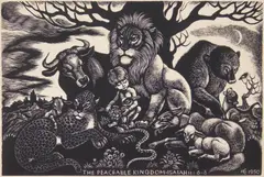 Fritz Eichenberg, The Peaceable Kingdom, woodcut, 1950