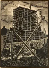 Henry J. Glintenkamp, Manhattan Construction- Radio City wood, engraving, 1932
