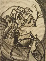Roofs by William S. Gisch, lithograph, offered Apr 2025