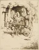 Arthur William Heintzelman, Donkey Cart in Montmartre, etching, 1923